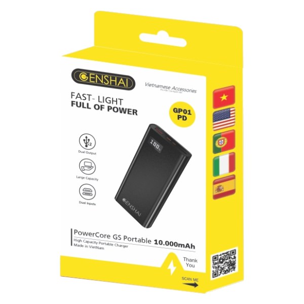 Sạc Dự Phòng Genshai GP-01PD LED 10000mAh