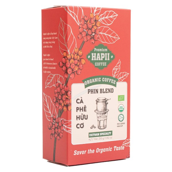 Cà Phê Hữu Cơ Rang Xay Hapii Coffee Hộp 250G