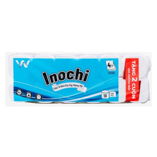 Lốc 10 Cuộn Giấy Vệ Sinh Inochi 10 Không Lõi 4 Lớp