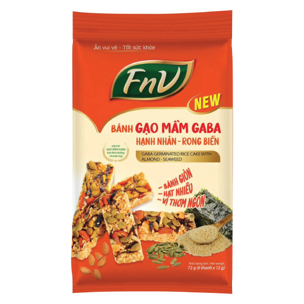 Thanh Gạo Mầm Gaba FnV Hạnh Nhân Rong Biển Gói 72G