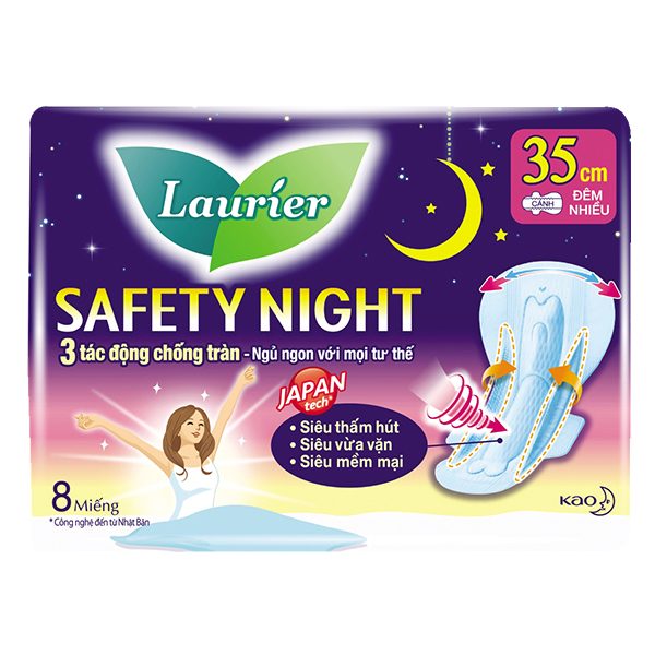 Băng Vệ Sinh Laurier Đêm Siêu An Toàn 8 Miếng*35Cm