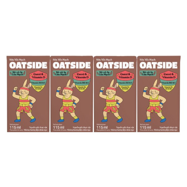 Lốc 4 Sữa Yến Mạch Oatside Vị Socola Lúa Mạch Hộp 115Ml