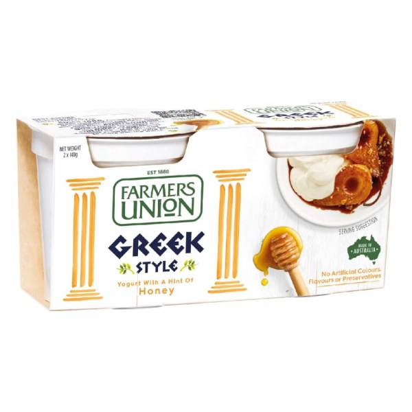 Lốc 2 Sữa Chua Ăn Hy Lạp Farmers Union Greek Style Mật Ong 140G