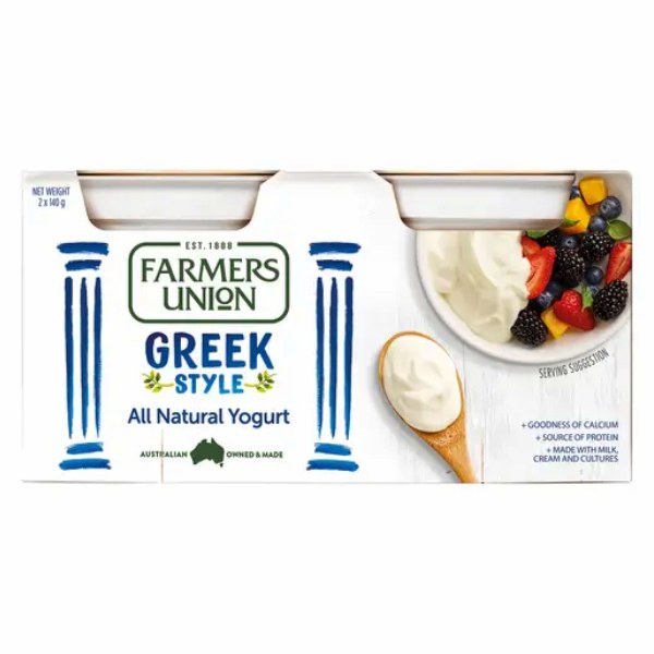 Lốc 2 Sữa Chua Ăn Hy Lạp Farmers Union Greek Style Tự Nhiên 140G