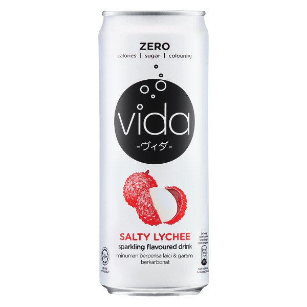 Nước Uống Có Ga Vida Vải Muối Lon 325Ml