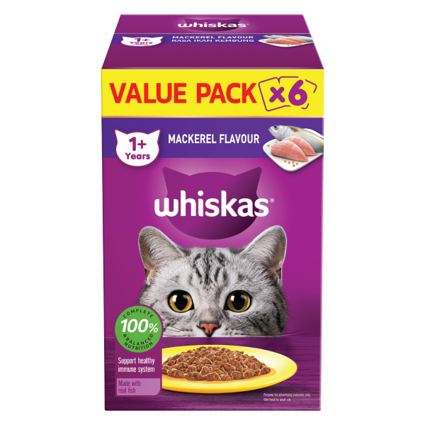 Thức Ăn Mèo Tuổi 1+ Whiskas Vị Cá Thu Túi 6 Gói 80G