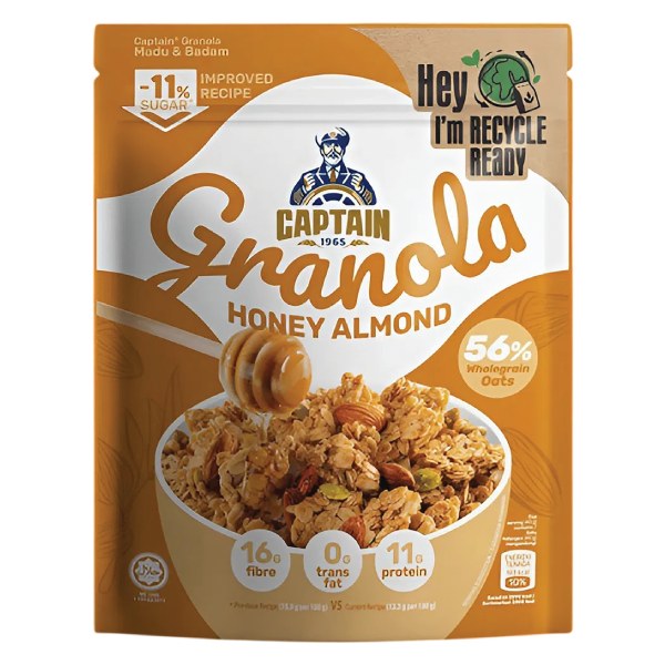 Ngũ Cốc Captain Mật Ong Hạnh Nhân Gói 200G