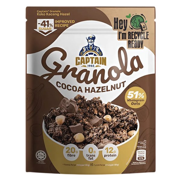Ngũ Cốc Captain Ca Cao Hạt Phỉ Gói 200G