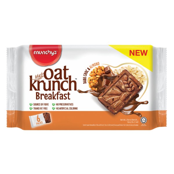 (Only Emartmall) Bánh Yến Mạch Munchy's Oat Krunch Socola Hạnh Nhân Gói 192G